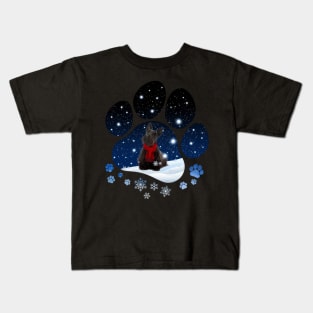 Snow Paw Scottish Terrier Christmas Winter Holiday Kids T-Shirt